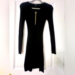 DEREK HEART Zip -Up Long Sleeve Bodycon Mini